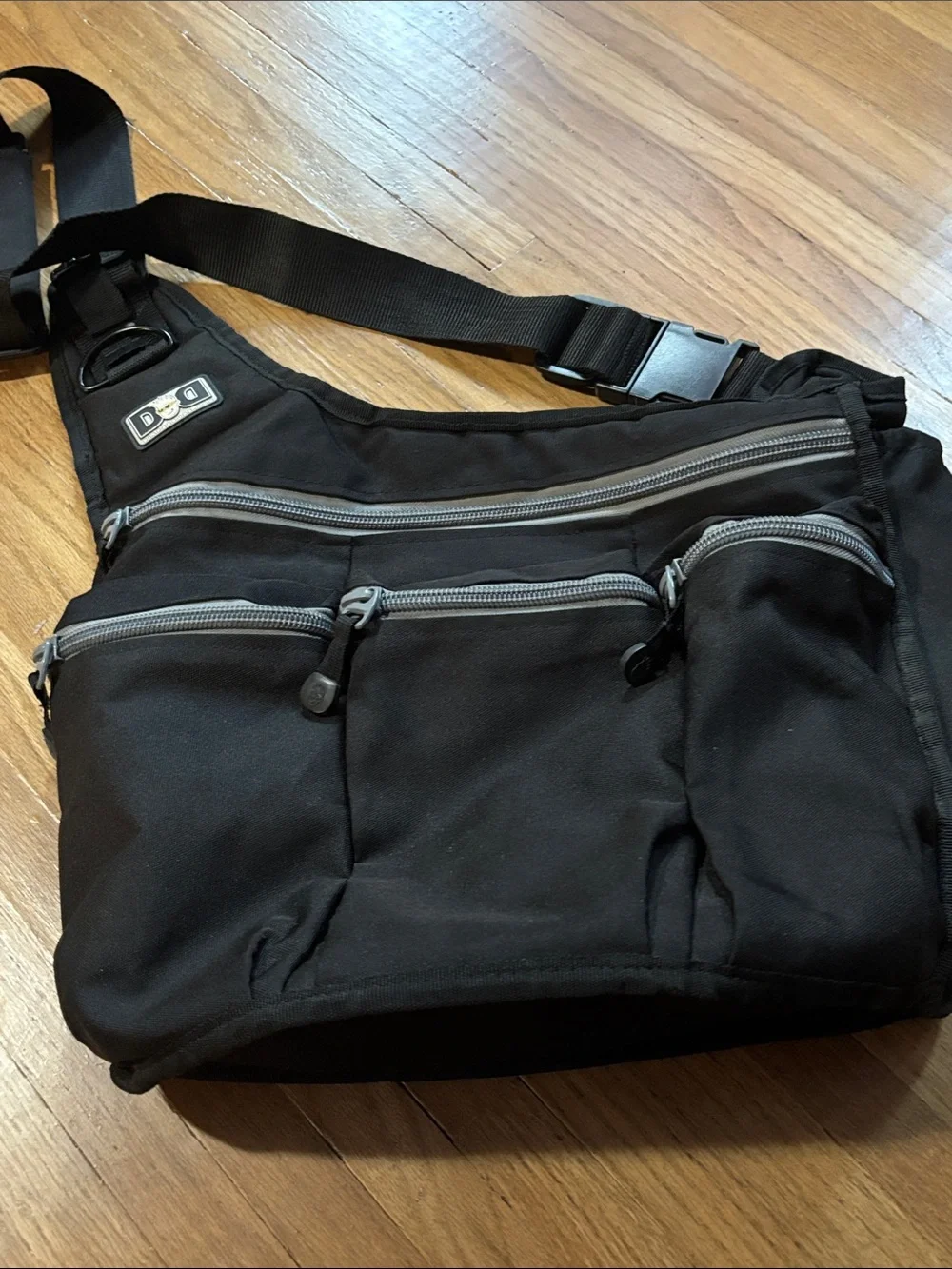 Diaper Dude Black Men's Crossbody Diaper Bag with Multiple Zippered Pockets